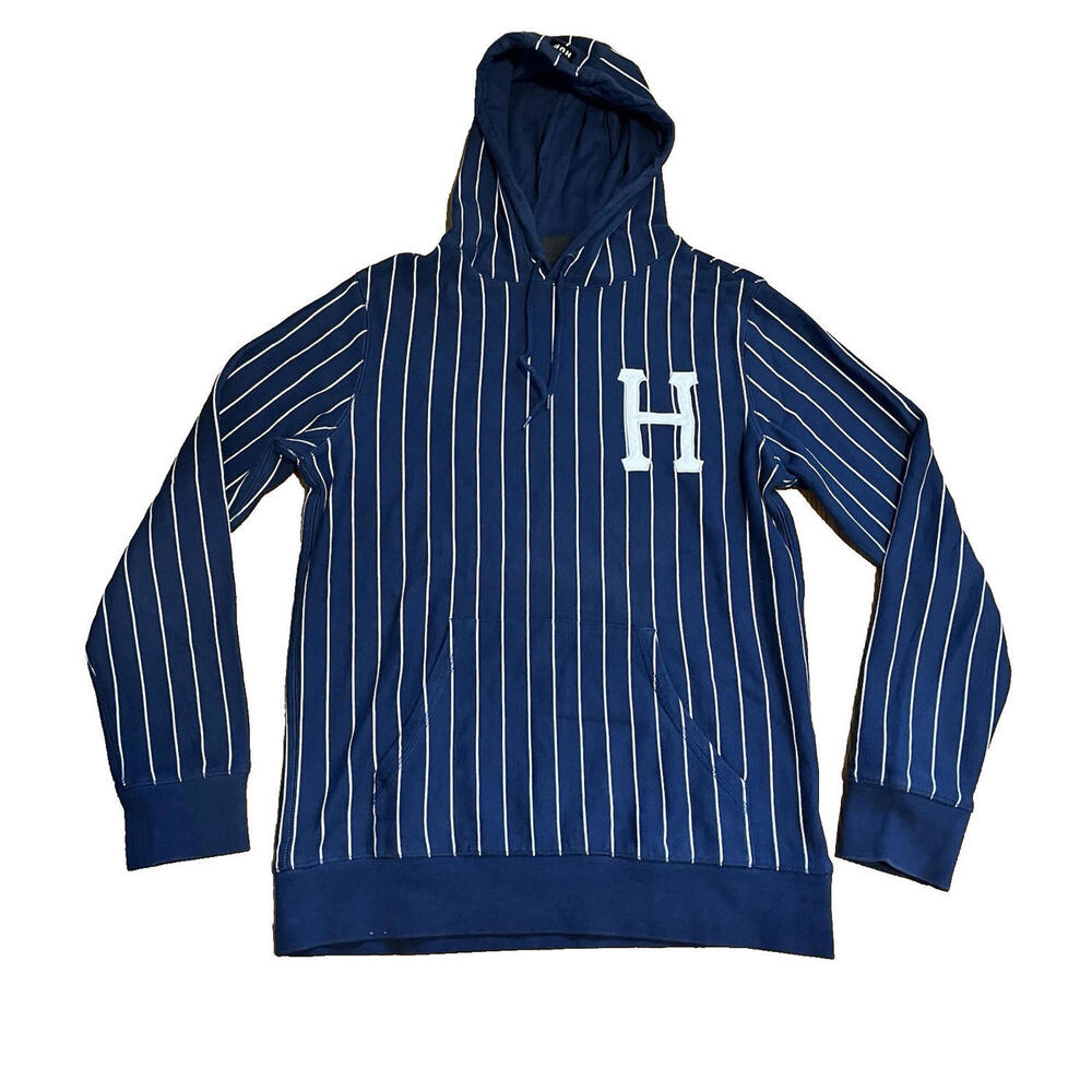 HUF Chocolate Skateboards Stripped Hoodie Size M Heavyweight Sweatshirt Y2K